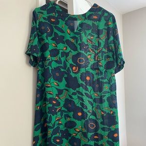 Bright green floral dress!